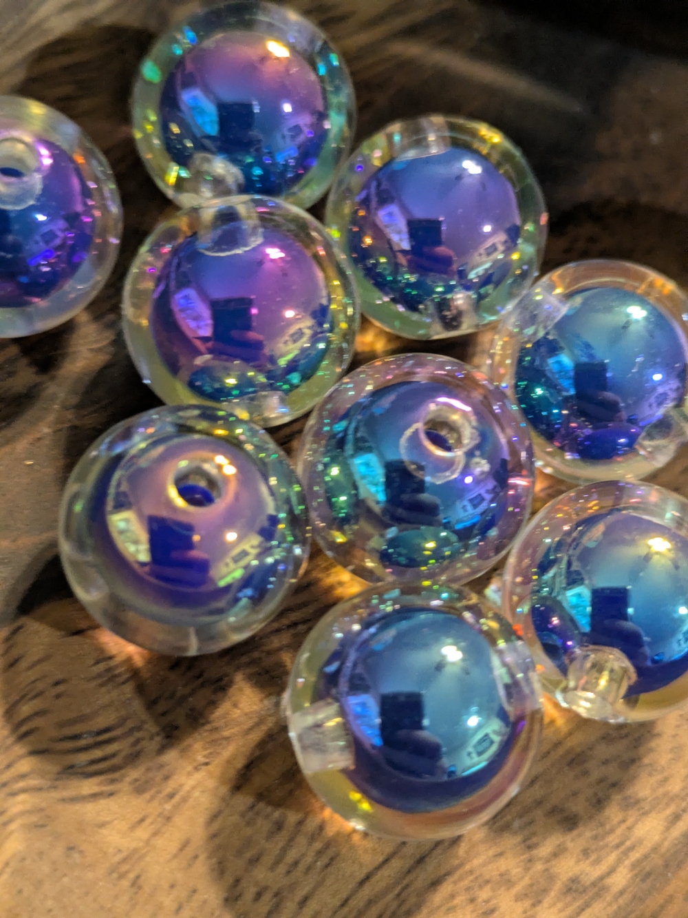 Iridescent Blue-Purple Acrylic Beads for Kids Crafts